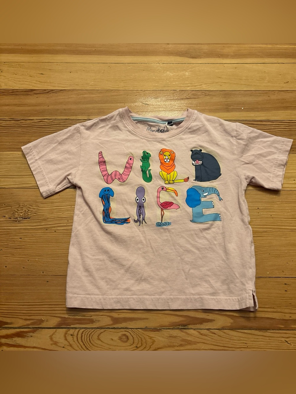 Mini Boden Graphic T-shirt-French Pink Wildlife Size 2-3